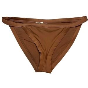 Aerie Brown High Leg Bikini Bottom L NWT Double Waistband, Cheeky Recycled Swim